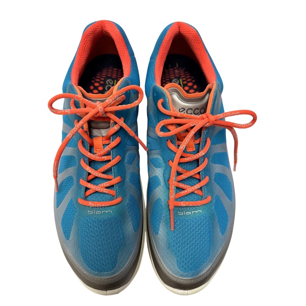 Ecco Biom Performance Running Shoes Blue Orange Mesh Sneakers Womens 38 7-7.5